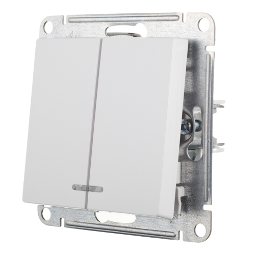 Выключатель Schneider Electric Atlas Design ATN000153 двухклавишный скрытая установка белый с подсветкой