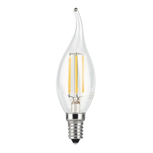 Лампа светодиодная Gauss Filament 5 Вт E14 филаментная свеча на ветру 2700К теплый белый свет 150-265 В прозрачная (10 шт.)