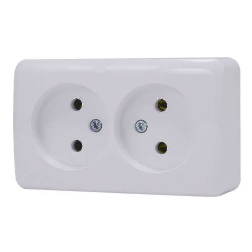 Розетка Lezard VIOLA двойная 751-0200-128 открытая установка белый без заземления