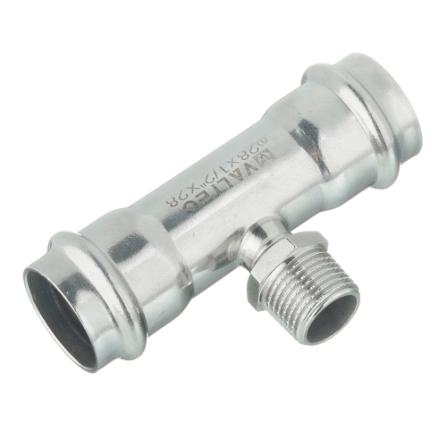 Тройник VALTEC (VTi.933.I.280428) 28 мм х 1/2 НР(ш) х 28 мм нержавеющая сталь