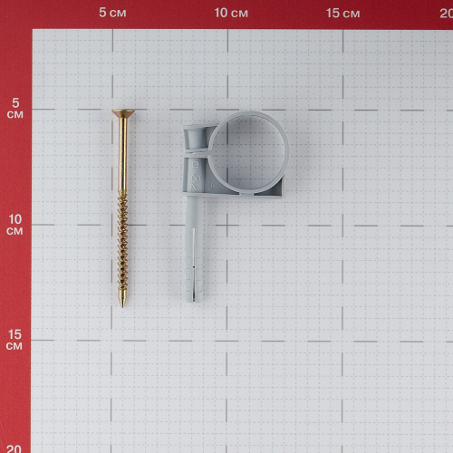 Хомут сантехнический 32-34 мм пластик с дюбелем для крепления трубы (2 шт.)