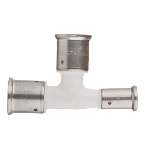 Тройник Henco (11PKW-262616) 26(пресс) х 26(пресс) х 16(пресс) PVDF белый