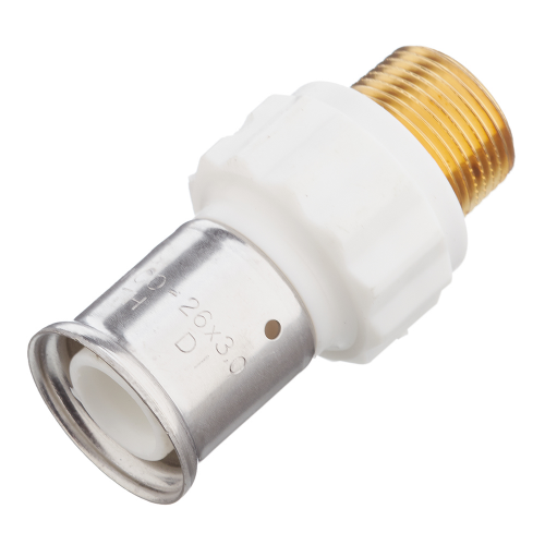 Муфта Henco (17PKW-2605) 26(пресс) х 3/4 НР(ш) PVDF белая