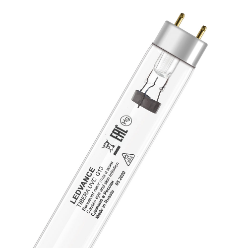 Лампа бактерицидная LEDVANCE UV-C 15 Вт G13 трубка T8 452 мм 230 В ультрафиолетовая