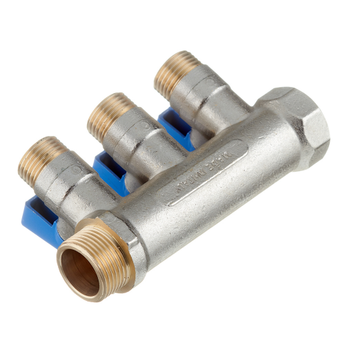 Коллектор Stout (SMB 6201 341203) 3/4 ВР(г) х 3 выхода 1/2 НР(ш) х 3/4 НР(ш) с шаровыми кранами