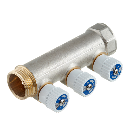Коллектор Stout (SMB 6851 013403) 1 ВР(г) х 3 выхода 3/4 НР(ш) ЕК х 1 НР(ш) регулируeмый