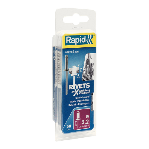 Заклепки для заклепочника Rapid (5000393) 3,2х8 мм стальной (50 шт.)