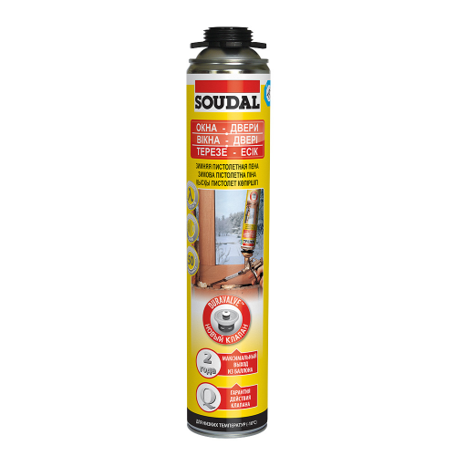 Пена монтажная профессиональная Soudal Gunfoam Yellow Окна-Двери зимняя 750 мл