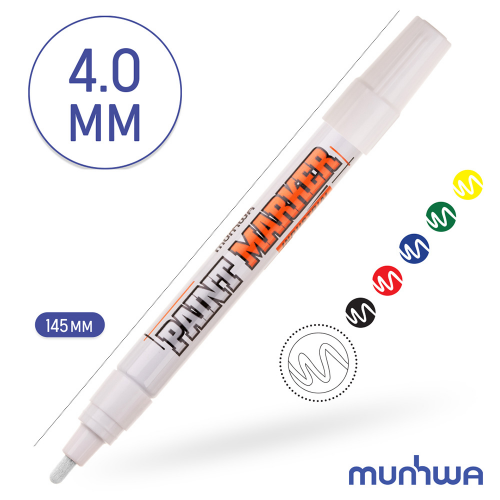 Маркер лаковый для промышленной графики MunHwa Industrial белый грифель 4 мм