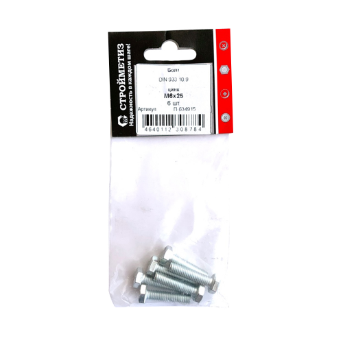 Болт M6x25 мм DIN 933 10,9 (6 шт.)