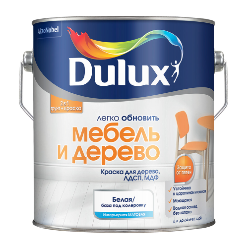 Краска Dulux Мебель и Дерево бесцветная основа BC 2 л