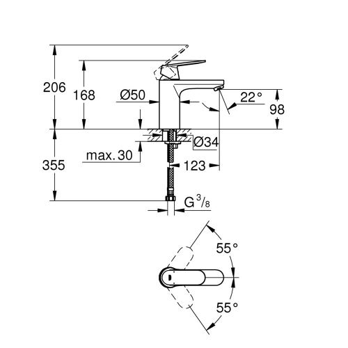 Смеситель для раковины GROHE Eurosmart Cosmopolitan 23327KW0 M-size однорычажный черный сатиновый