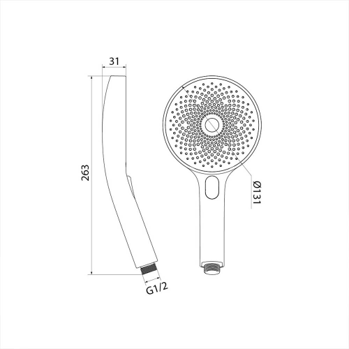 Лейка для душа IDDIS SpaHome SPA3F0Bi18 круглая 131х263 мм 3F черная