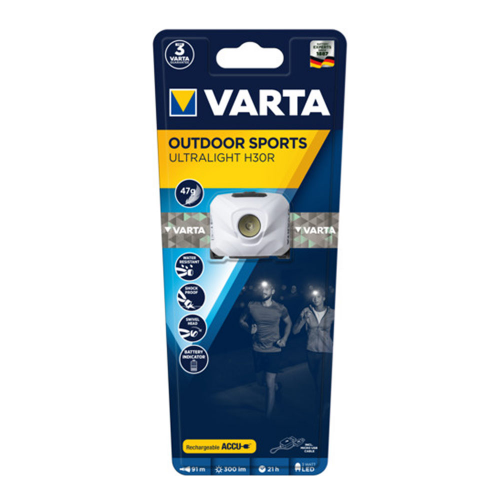 Фонарь налобный VARTA Ultralight H30R white Outdoor Sports (18631101401) светодиодный 1 LED 3 Вт аккумуляторный 600 мАч ABS-пластик