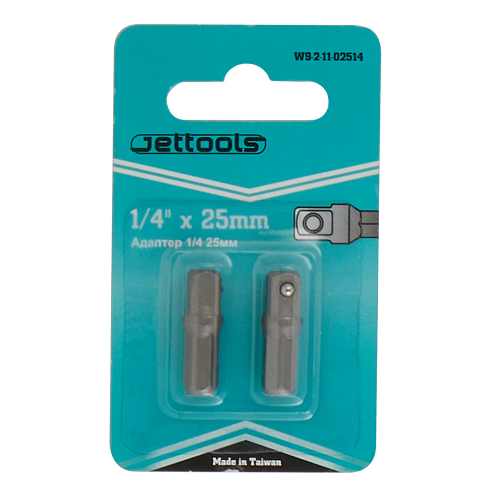 Переходник Jettools с 1/4 Male HEX на 1/4 Male DR шестигранная головка (2 шт.)
