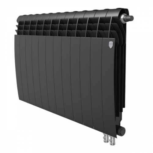 Радиатор биметаллический Royal Thermo BiLiner 500 мм 12 секций 3/4" нижнее правое подключение черный