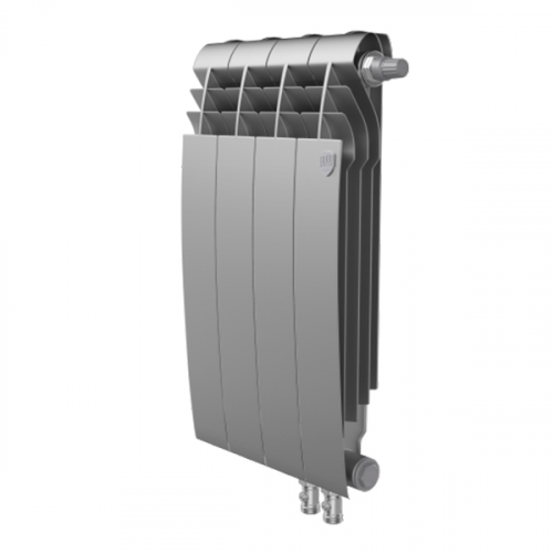 Радиатор биметаллический Royal Thermo BiLiner 500 мм 4 секции 3/4" нижнее правое подключение серый