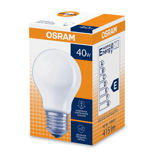 Лампа накаливания Osram CLAS A55 FR 40 Вт E27 груша 415 Лм 2700К теплый свет 230 В матовая