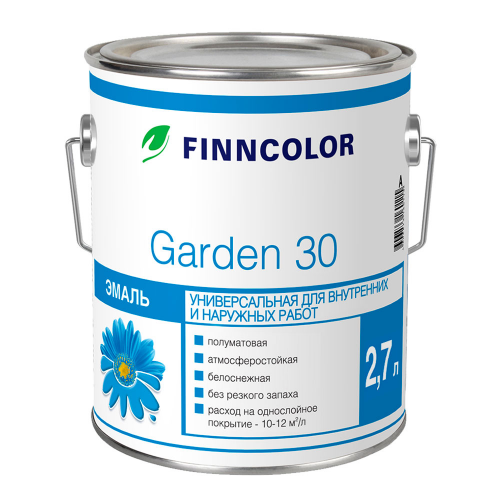 Эмаль алкидная Finncolor Garden 30 основа А полуматовая 2,7 л