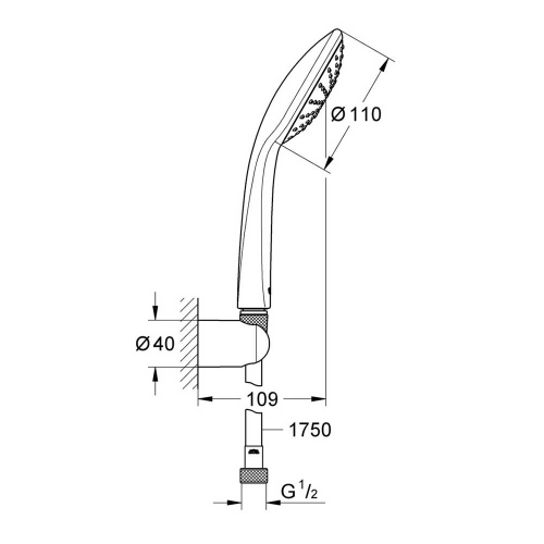 Душевой комплект GROHE Vitalio Joy 27324000 с лейкой D110 мм 1F держателем и шлангом 1750 мм