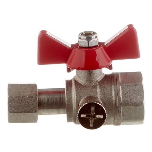 Кран шаровой латунный VALTEC (VT.807.N.0403) 1/2 ВР(г) х 3/8 ВР(г) для подключения манометра проходной бабочка прямой