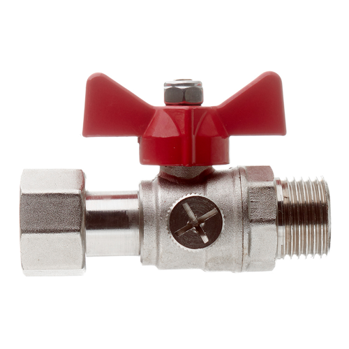 Кран шаровой латунный VALTEC (VT.806.N.0404) 1/2 НР(ш) х 1/2 ВР(г) для подключения манометра проходной бабочка прямой