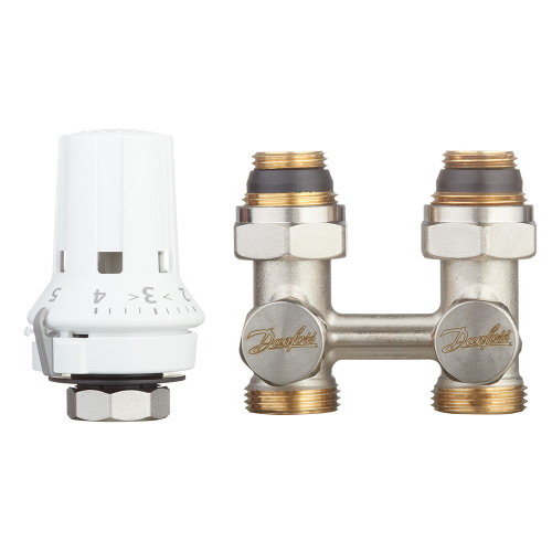 Узел нижнего подключения прямой Danfoss (013G2239) H-образный 1/2 НР(ш) х 3/4 EK для радиатора с термоголовкой