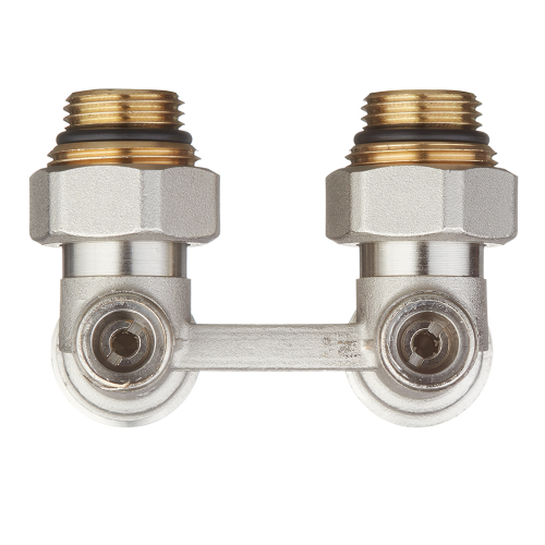 Узел нижнего подключения угловой Purmo MTB 128 (AZ03TP004001290SNICK) H-образный 1/2 НР(ш) х 3/4 EK для радиатора под евроконус