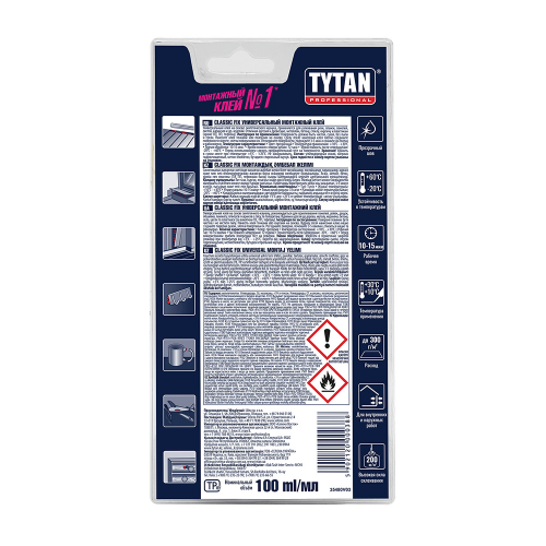 Клей монтажный каучуковый Tytan Professional Classic Fix прозрачный 100 мл туба на блистере