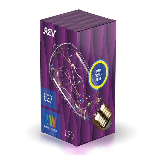 Лампа светодиодная REV VINTAGE 2 Вт E27 колба ST64 2700К теплый белый свет 220 В прозрачная декоративная RGB