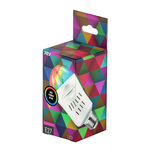 Лампа светодиодная REV Disco 4 Вт E27 груша 220 В прозрачная проекционная 4 сменных модуля RGB