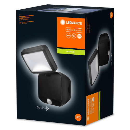 Светильник светодиодный навесной уличный LEDVANCE SPORTLIGHT SINGLE (4058075227347) 215х40х250 мм 4 Вт 4000К холодный свет матовый IP54 черный с датчиком движения и света