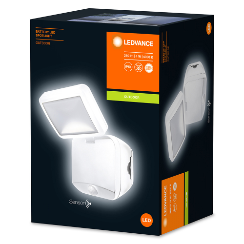 Светильник светодиодный навесной уличный LEDVANCE SPORTLIGHT SINGLE (4058075227385) 215х40х250 мм 4 Вт 4000К холодный свет матовый IP54 белый с датчиком движения и света