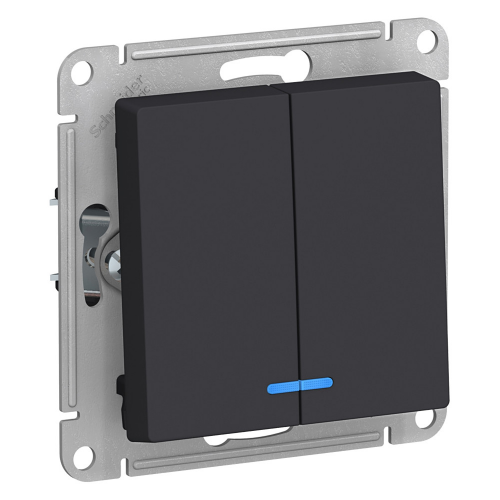 Выключатель Schneider Electric Atlas Design ATN001053 двухклавишный скрытая установка карбон с подсветкой