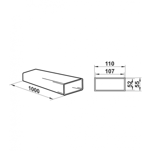 Воздуховод плоский пластиковый 55х110 мм 1 м