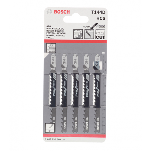 Пилки для лобзика Bosch T144D (2608630040) по дереву L74 мм быстрый рез (5 шт.)