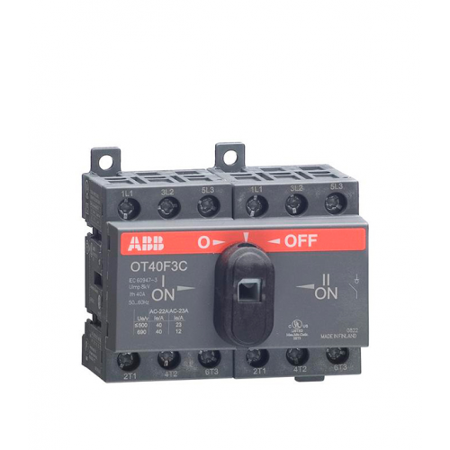 Рубильник реверсивный ABB OT40F3С (1SCA104913R1001) 3P 40А 690 В на DIN-рейку/монтажную плату