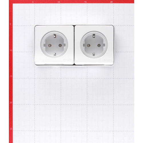 Розетка Schneider Electric Mureva S двойная MUR39035 открытая установка белая с заземлением IP55 влагозащищенная со шторками