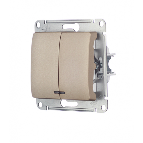 Выключатель Schneider Electric Glossa GSL000453 двухклавишный скрытая установка титан с подсветкой