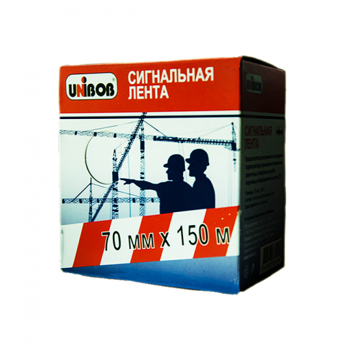 Лента сигнальная Unibob красно-белые полоски 70 мм 150 м
