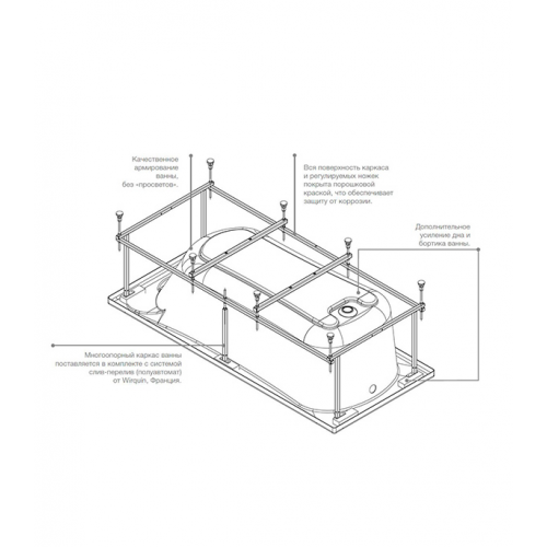 Монтажный набор ROCA ZRU9302786 для ванны акриловой BeeСool 180х80см рама слив-перелив ручки крепления
