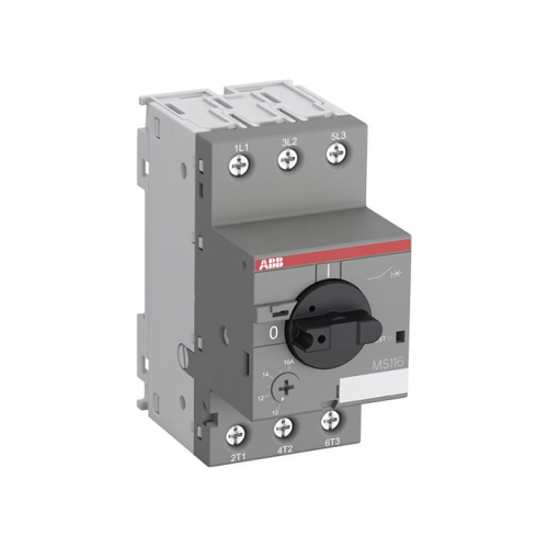 Автоматический выключатель защиты двигателя ABB MS116-1.6 (1SAM250000R1006) 3P 1,6А 50 кА 690 В на DIN-рейку/монтажную плату