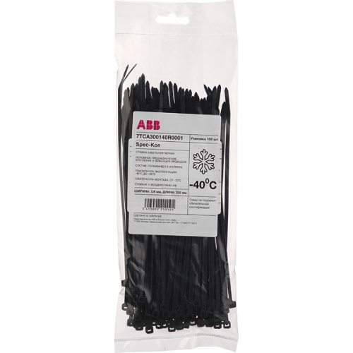 Стяжка кабельная ABB 7TCA300140R0001 200х3,6 мм нейлонoвая черная (100 шт.)