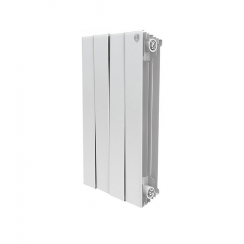Радиатор биметаллический Royal Thermo Piano Forte 500 мм 4 секции 1" боковое подключение 591х320 мм белый