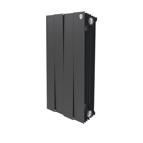 Радиатор биметаллический Royal Thermo Piano Forte 500 мм 4 секции 1" боковое подключение 591х320 мм черный