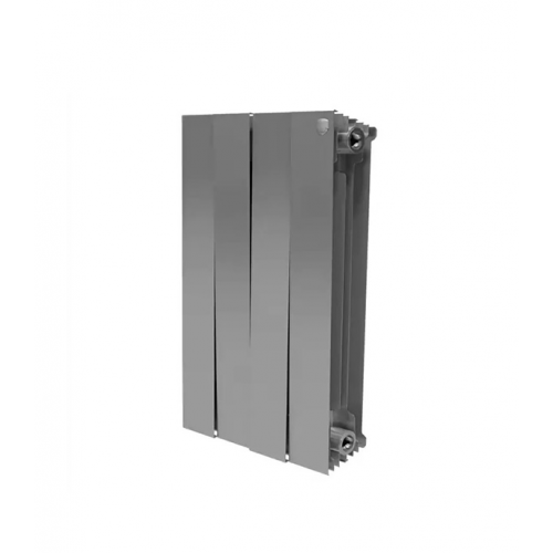 Радиатор биметаллический Royal Thermo Piano Forte 500 мм 4 секции 1" боковое подключение 591х320 мм серый