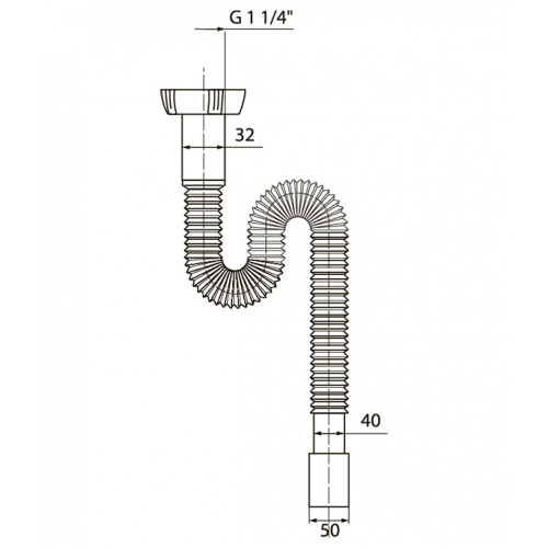 Сифон для раковины WIRQUIN 30718002 1 1/4"х40/50 без выпуска L1200 мм