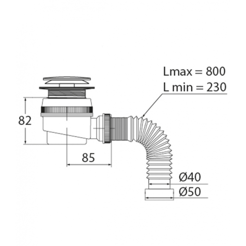 Сифон для душевого поддона VIRPLAST by WIRQUIN 30987090 1 1/2"х40 с выпуском клик-клак слив D 50 мм с гибким соед
