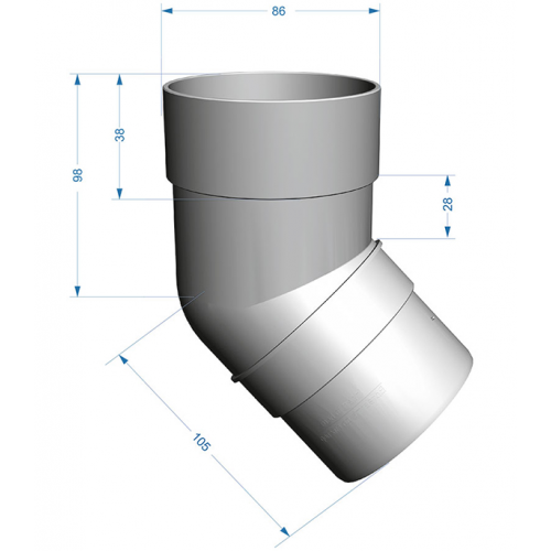 Колено трубы Docke Premium пластиковое d85 мм 45° графитовый серый RAL 7024
