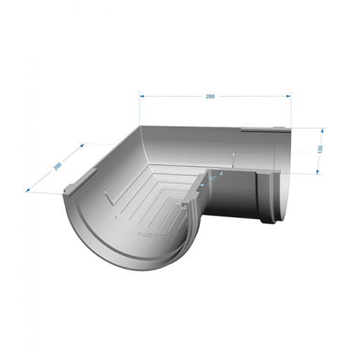 Угол желоба Docke Premium пластиковый d120 мм 90° графитовый серый RAL 7024